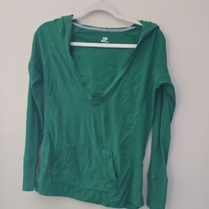 Nike Women's Deep Green V-Neck Hoodie